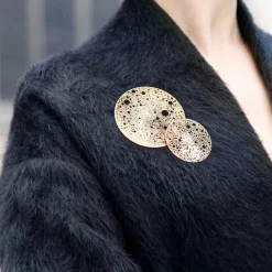 Grande broche magnétique Lunar - Métal or rosé