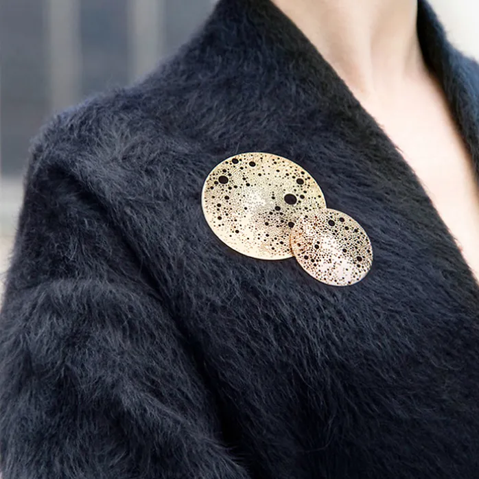 Grande broche magnétique Lunar - Métal or rosé