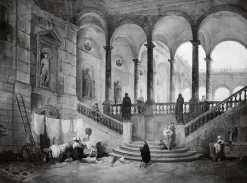Grand escalier d'un palais avec lavandières (affiches d'art)