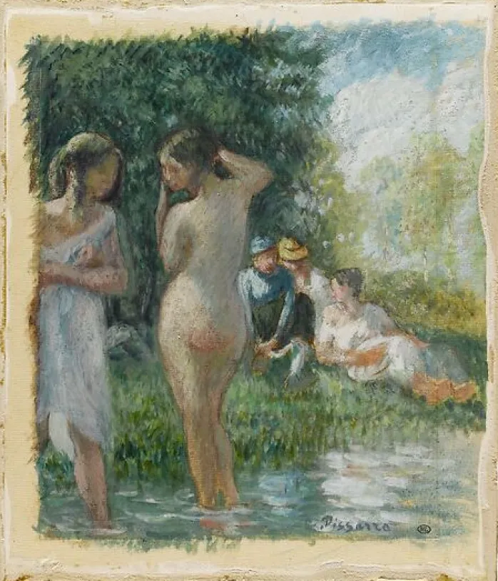 Groupe de baigneuses au bord de l'eau (panneaux aluminium)