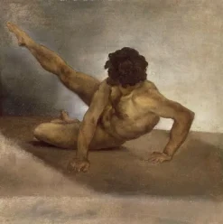 Homme nu renversé sur le sol (panneaux aluminium)