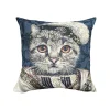 Housse de coussin Chat François 1er - Bleu