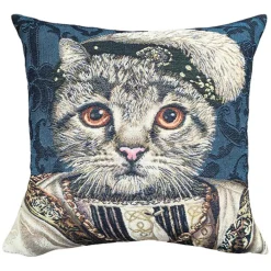 Housse de coussin Chat François 1er - Bleu