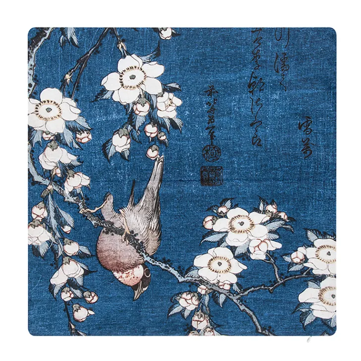 Clearance Housse de coussin Katsushika Hokusai - Bouvreuil et cerisier - 40x40 cm Art De La Maison