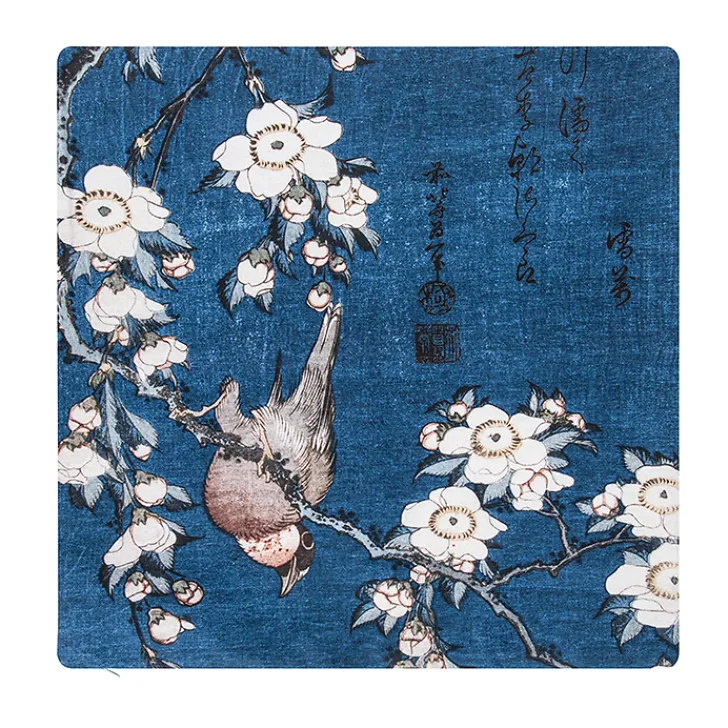 Clearance Housse de coussin Katsushika Hokusai - Bouvreuil et cerisier - 40x40 cm Art De La Maison