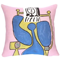 Housse de coussin Picasso Femme assise à la robe bleue