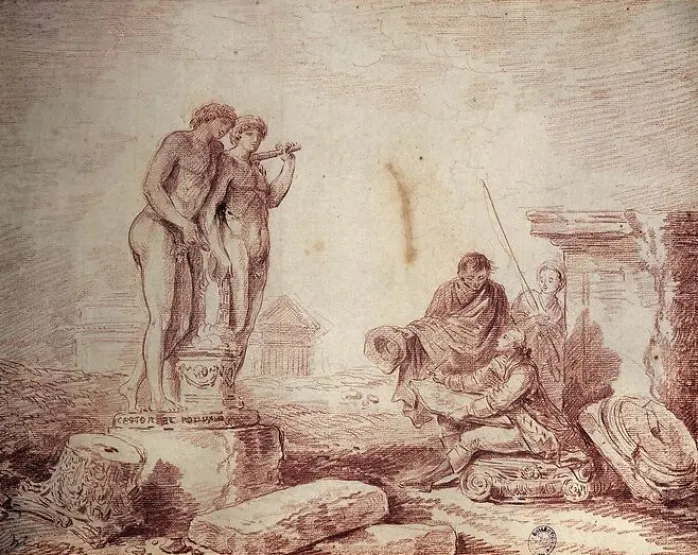 Hubert Robert par lui même dessinant (affiches d'art)