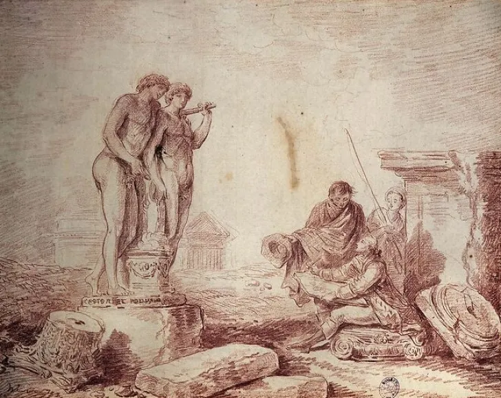 Best Hubert Robert par lui même dessinant (panneaux aluminium) Panneaux Aluminium|Panneaux Acryliques