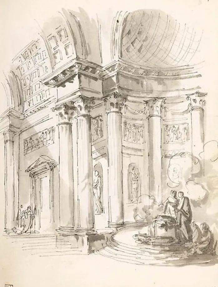 Intérieur de basilique animé (affiches d'art)