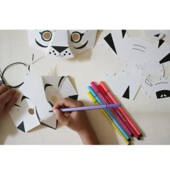 Kit créatif 4 masques de la jungle 3D à colorier Loisirs Créatifs