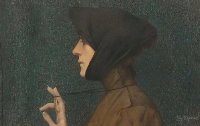 La femme à la médaille ou Mystère (panneaux aluminium)