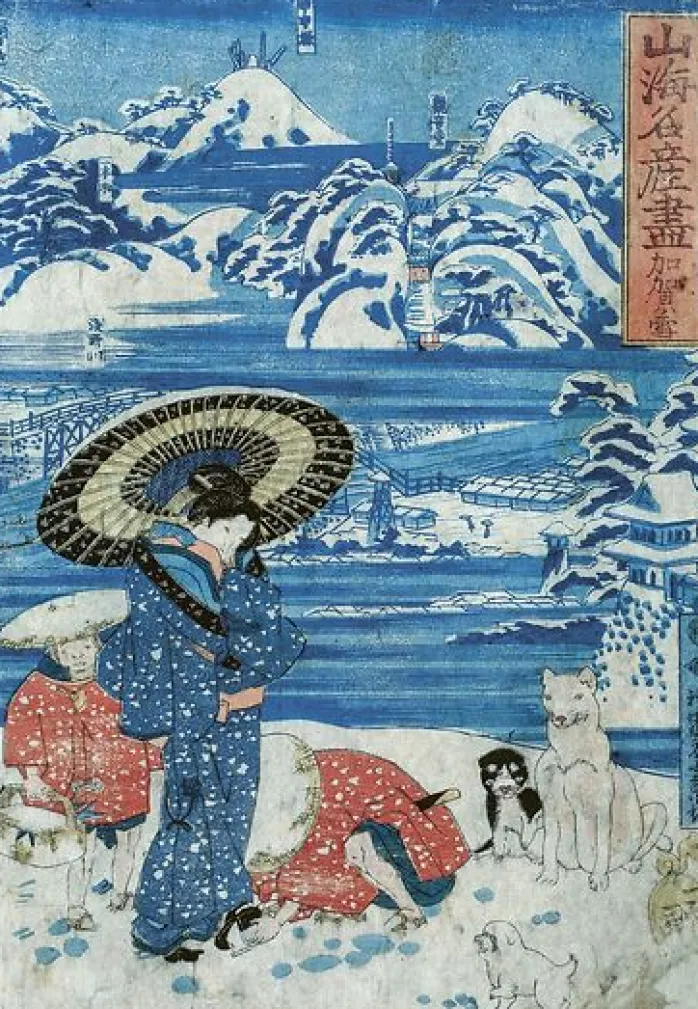 La neige à Kaga, 1797-1861 (panneaux aluminium)