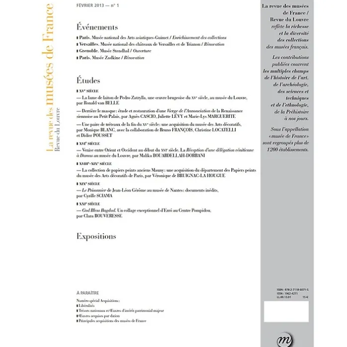 La Revue des musées de France No 2013-1 - Revue du Louvre