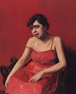 La roumaine à la robe rouge (panneaux aluminium)
