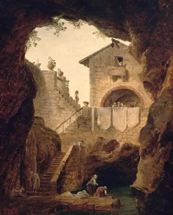 Lavandières, la fontaine sous la grotte (panneaux aluminium)