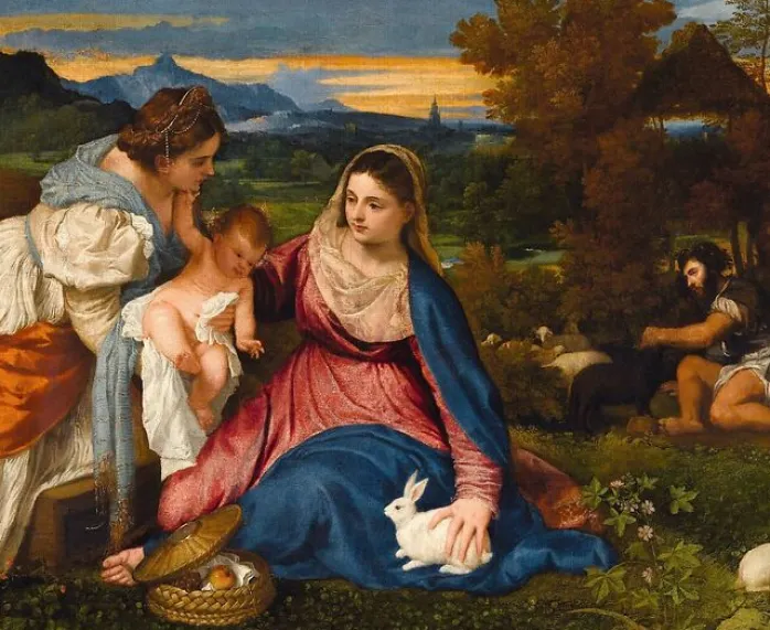 La Vierge et l'Enfant avec sainte Catherine dit "la vierge au lapin" (panneaux acryliques)