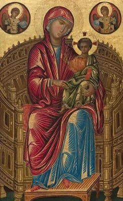 La Vierge et l'Enfant en trône avec deux anges, dite Madone Mellon (affiches d'art encadrées)