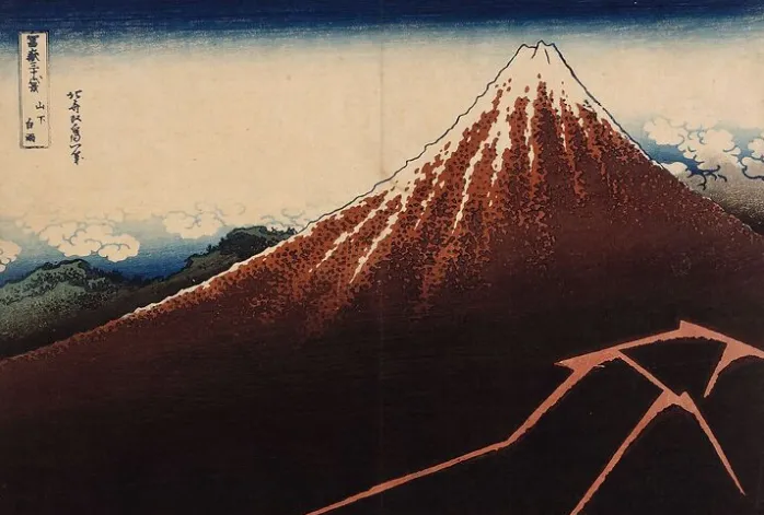 Le Mont Fuji sous l'orage avec des éclairs (panneaux acryliques)