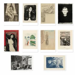 Lot de 10 cartes postales Edvard Munch. Un poème de vie, d'amour et de mort - 14 x 22 cm Cartes Et Marques Pages