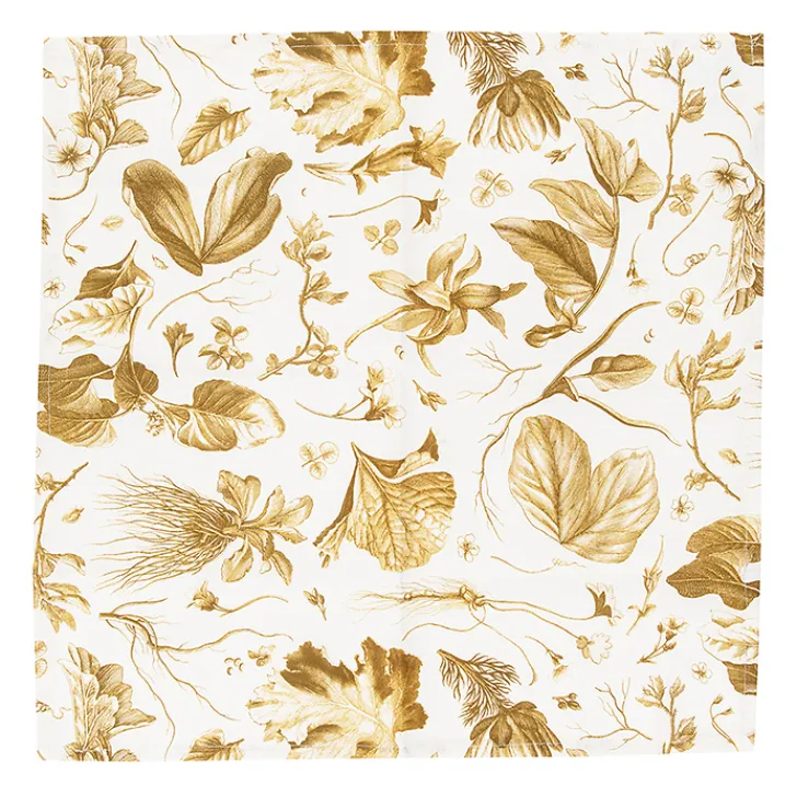 Hot Lot de 2 serviettes de table L'Herbier du Roi Bronze - 42x42 cm Art De La Table