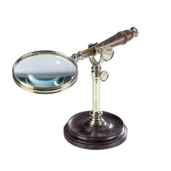 Outlet Loupe sur support Bois et bronze Accessoires De Bureau|Art De La Maison