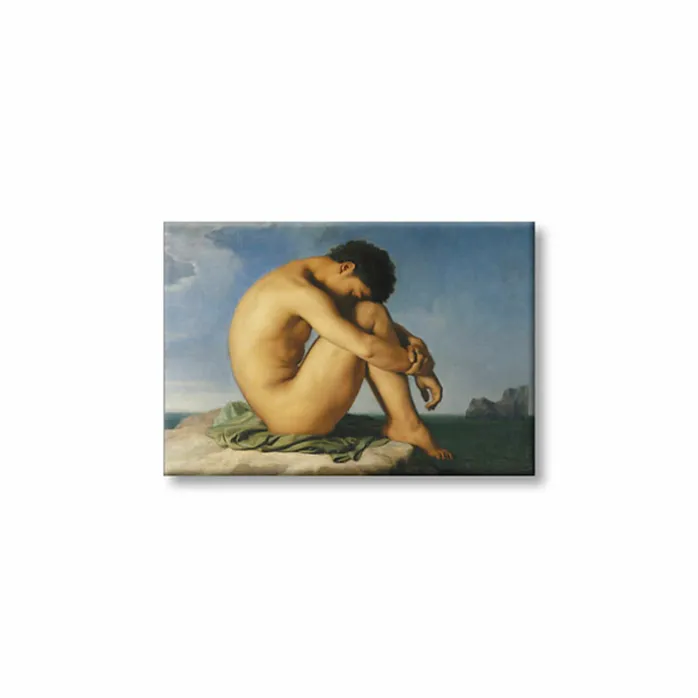 Magnet Hippolyte Flandrin - Jeune homme nu assis au bord de la mer
