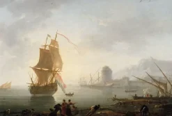 Marine, le midi, pêcheurs tirant un filet (affiches d'art)