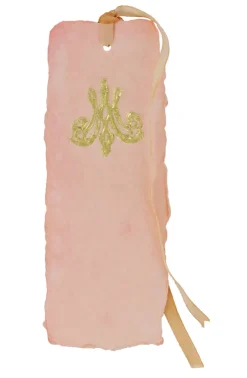 Marque-page papier bouilli en cuve - Monogramme de Marie-Antoinette - Saumon