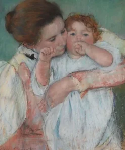 Mère et enfant sur fond vert ou Maternité (toiles encadrées) Toiles Encadrées|Toiles Sans Cadre