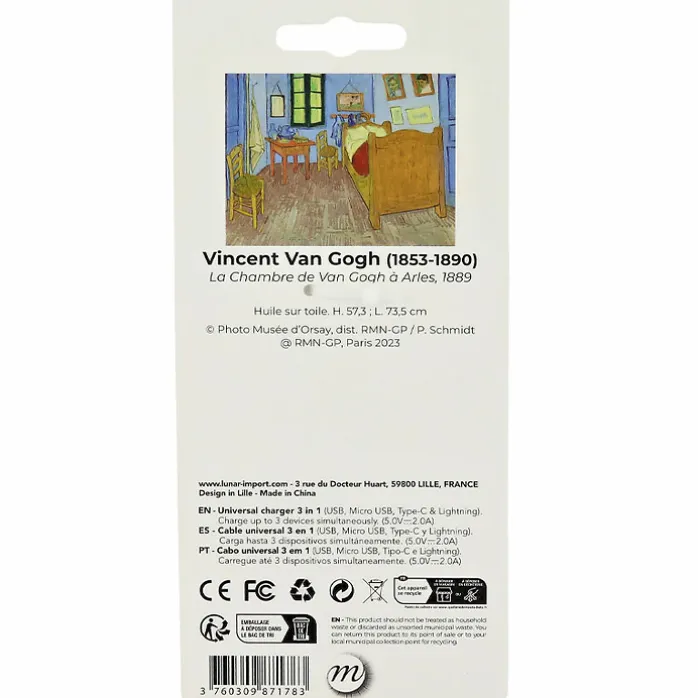 Multicâbles 3 en 1 Vincent van Gogh - Lit / La chambre de Van Gogh à Arles