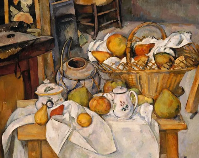 Nature morte au panier ou La Table de cuisine (panneaux aluminium)