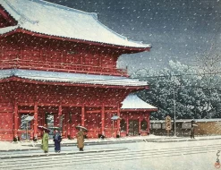 Sale Neige sur le temple Zojoji, 1883-1957 (panneaux aluminium) Panneaux Aluminium|Affiches D'Art Encadrées