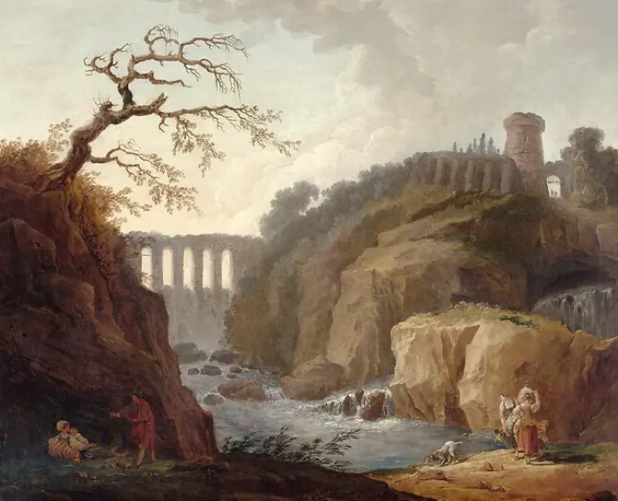 Paysage avec aqueduc et torrent (toiles sur châssis)