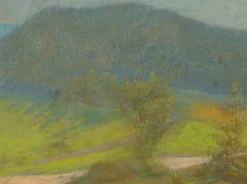 Paysage de montagne avec arbres au premier plan (panneaux aluminium)
