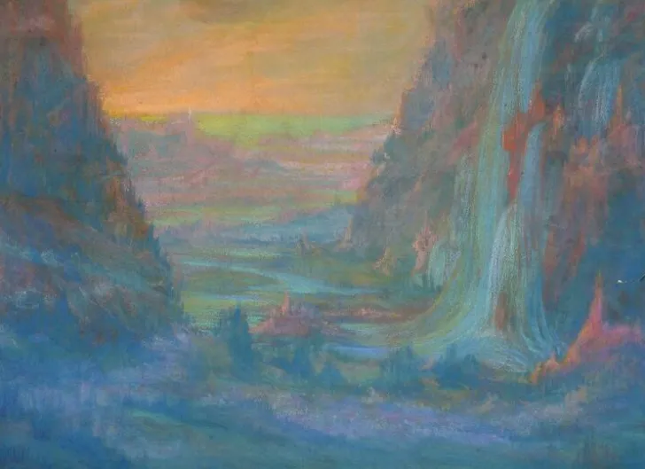 Outlet Paysage de montagne avec cascade au soleil couchant (panneaux aluminium) Panneaux Aluminium|Panneaux Acryliques