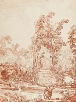 Personnages prés d'un bassin (toiles encadrées)