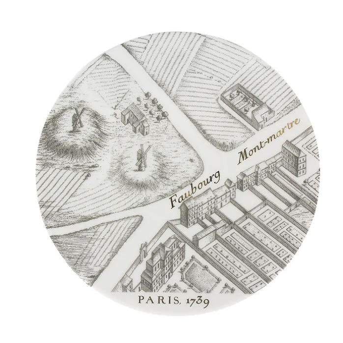 Petite assiette "Plan de Turgot" - Or, Porcelaine