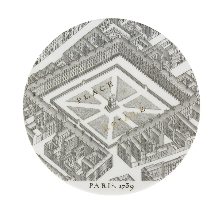 Petite assiette "Plan de Turgot" - Or, Porcelaine
