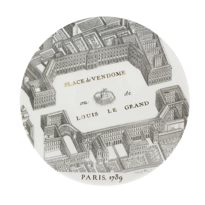 Petite assiette "Plan de Turgot" - Or, Porcelaine