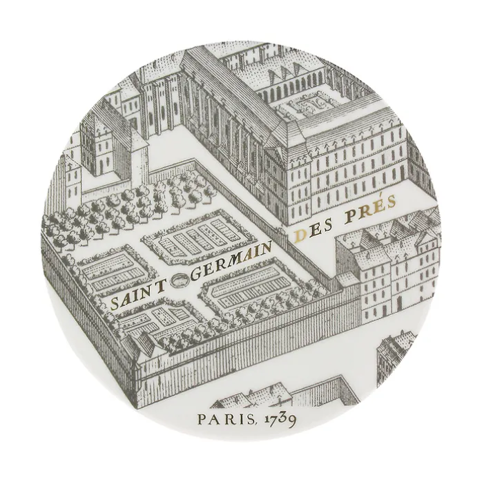 Petite assiette "Plan de Turgot" - Or, Porcelaine