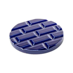 Discount Plaque Rivoli grès émaillé - ⌀ 11,5 cm - Bleu Sèvres - Déjà-vu Design|Art De La Maison