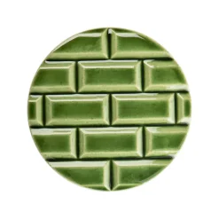 Plaque Rivoli grès émaillé - ⌀ 11,5 cm - Vert Lutèce - Déjà-vu