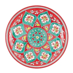 Plat en céramique Fleur Rouge /turquoise - Ø 30cm - La maison Ottomane