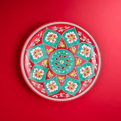 Plat en céramique Fleur Rouge /turquoise - Ø 30cm - La maison Ottomane