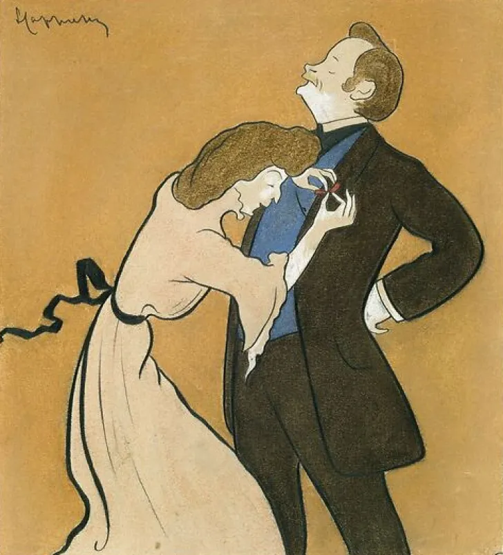 Best Portrait-charge de Mme Simone décorant son époux l'acteur le Bargy (toiles encadrées) Toiles Encadrées|Affiches D'Art Encadrées
