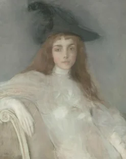 Portrait de jeune fille au chapeau noir (panneaux aluminium)