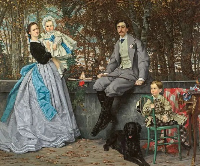 Portrait de la famille du marquis de M., dit aussi Le Marquis et la marquise de Miramon et leurs enfants (détail), 1865 (panneaux aluminium)