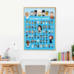 New Poster pédagogique Personnages célèbres + 44 stickers - Poppik Loisirs Créatifs