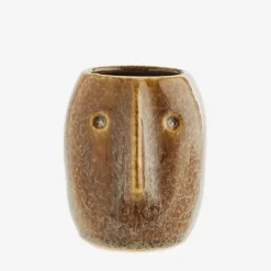 Discount Pot de fleurs Visage Brun Art De La Maison