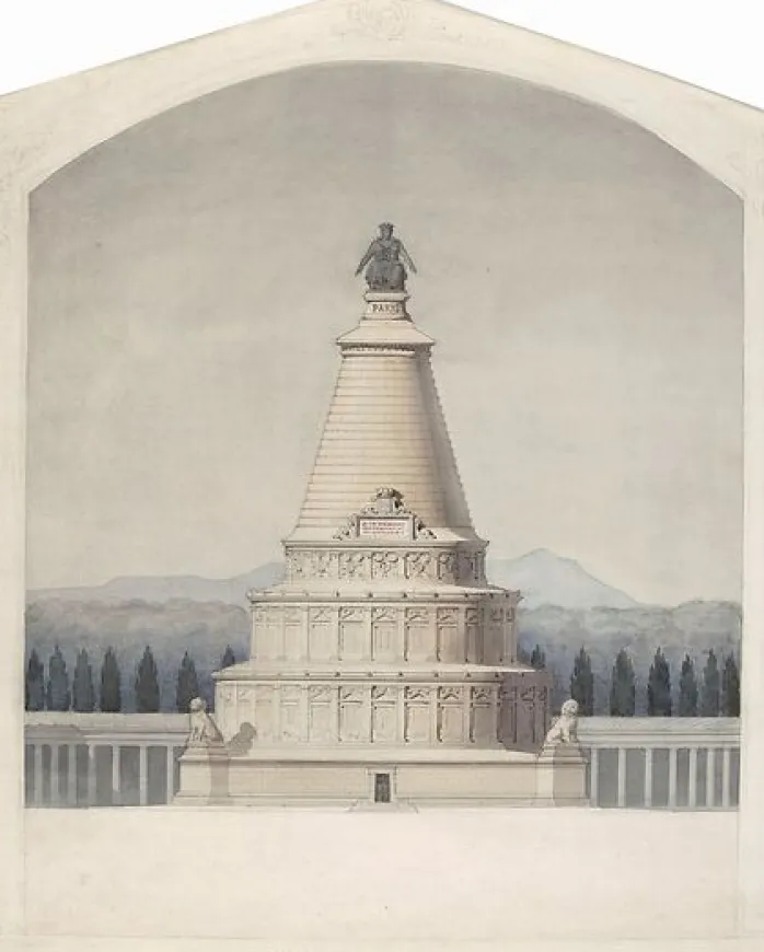 Projet de monument funéraire commémoratif de la défense de Paris : partie centrale du monument (panneaux aluminium)